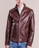 Men Real Lambskin Motorcycle Leather Biker Jacket KM265