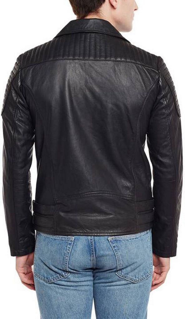 Biker Jacket - Men Real Lambskin Motorcycle Leather Biker Jacket KM413 - Koza Leathers