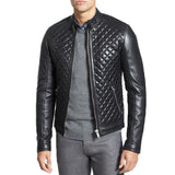 Men Real Lambskin Motorcycle Leather Biker Jacket KM338