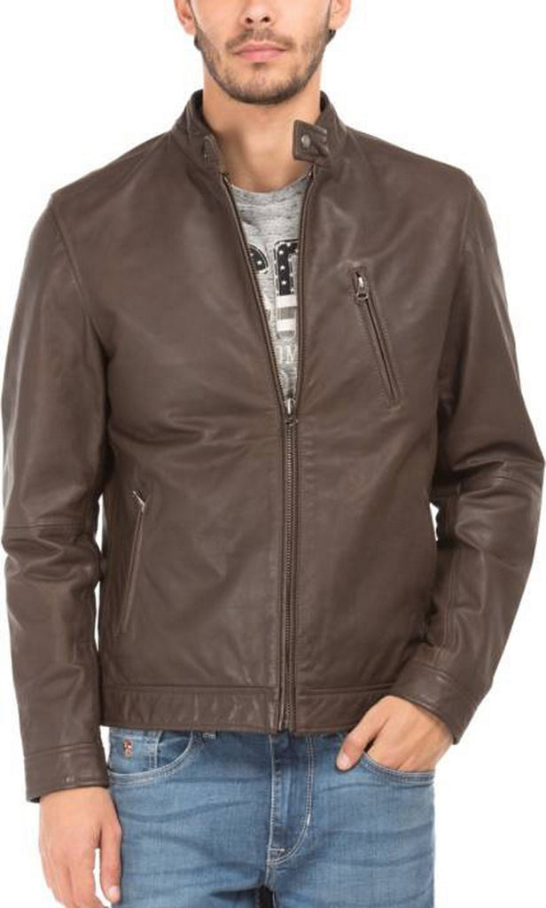 Biker Jacket - Men Real Lambskin Motorcycle Leather Biker Jacket KM414 - Koza Leathers