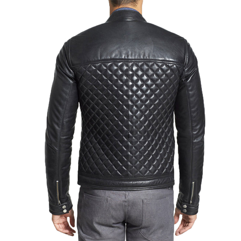 Biker Jacket - Men Real Lambskin Motorcycle Leather Biker Jacket KM338 - Koza Leathers
