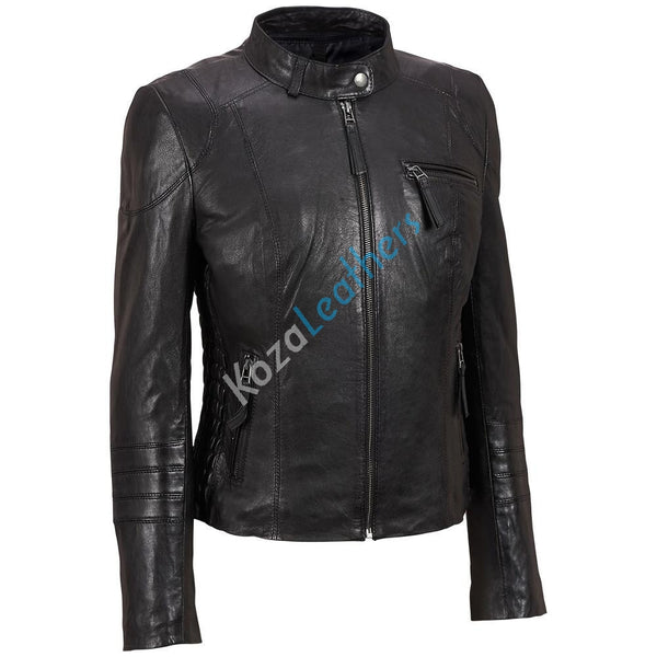 Koza Leathers Women's Real Lambskin Leather Bomber Jacket KW125