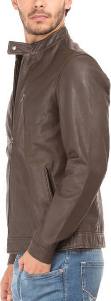 Biker Jacket - Men Real Lambskin Motorcycle Leather Biker Jacket KM414 - Koza Leathers