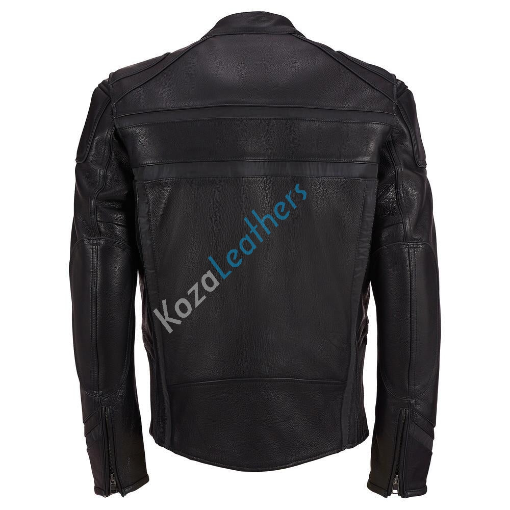Biker Jacket - Men Real Lambskin Motorcycle Leather Biker Jacket KM172 - Koza Leathers