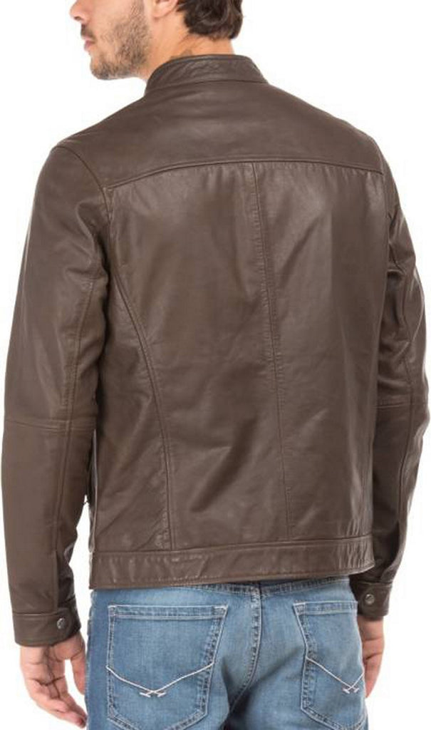 Biker Jacket - Men Real Lambskin Motorcycle Leather Biker Jacket KM414 - Koza Leathers