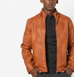 Men Real Lambskin Motorcycle Leather Biker Jacket KM637