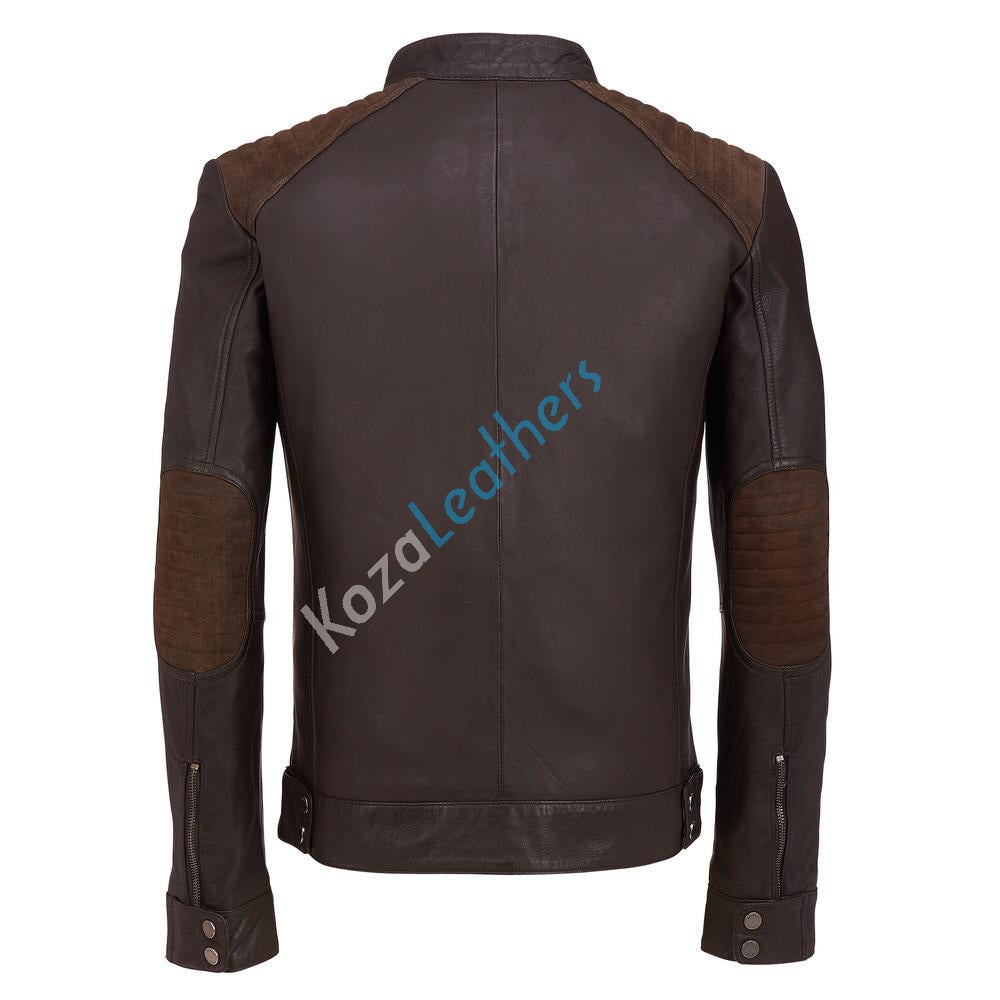 Biker Jacket - Men Real Lambskin Motorcycle Leather Biker Jacket KM173 - Koza Leathers