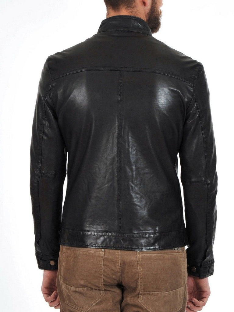 Biker Jacket - Men Real Lambskin Leather Jacket KM141 - Koza Leathers