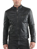 Biker Jacket - Men Real Lambskin Leather Jacket KM143 - Koza Leathers