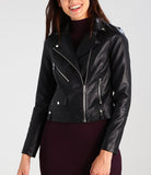 Women Real Lambskin Leather Biker Jacket KW188