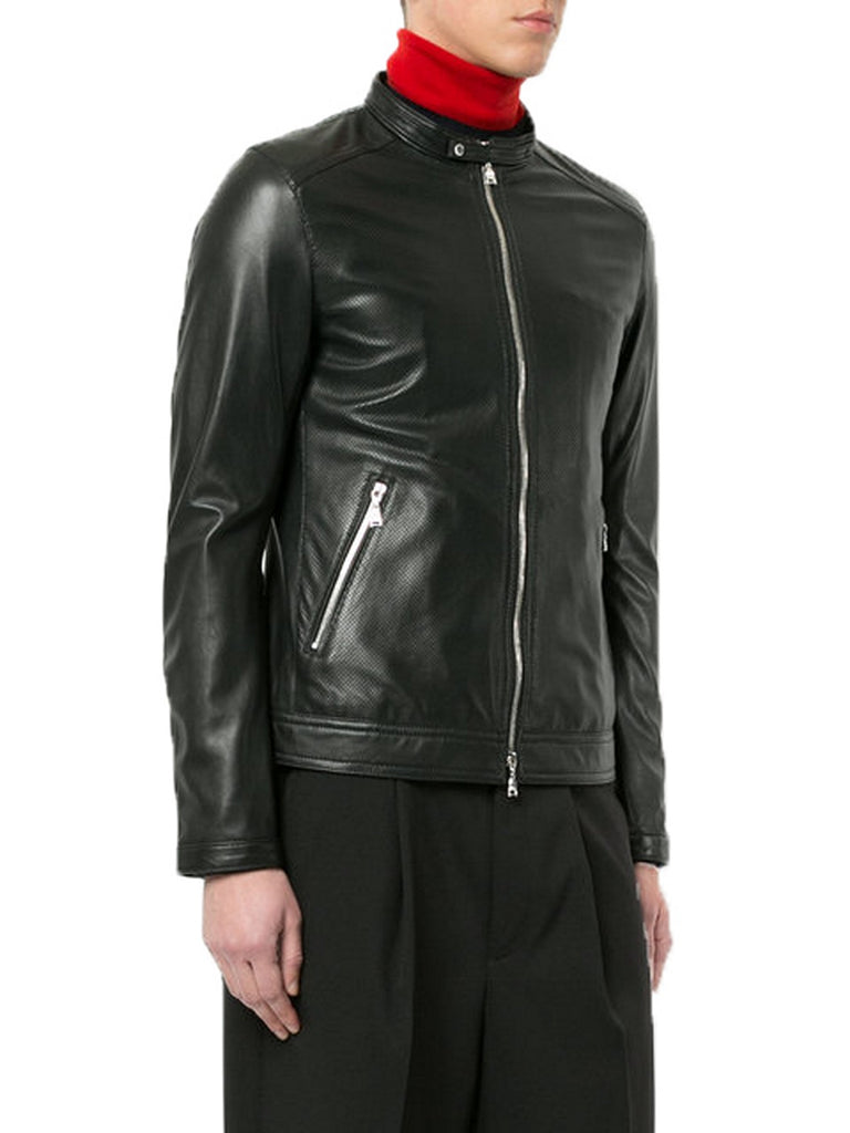 Biker Jacket - Men Real Lambskin Motorcycle Leather Biker Jacket KM356 - Koza Leathers