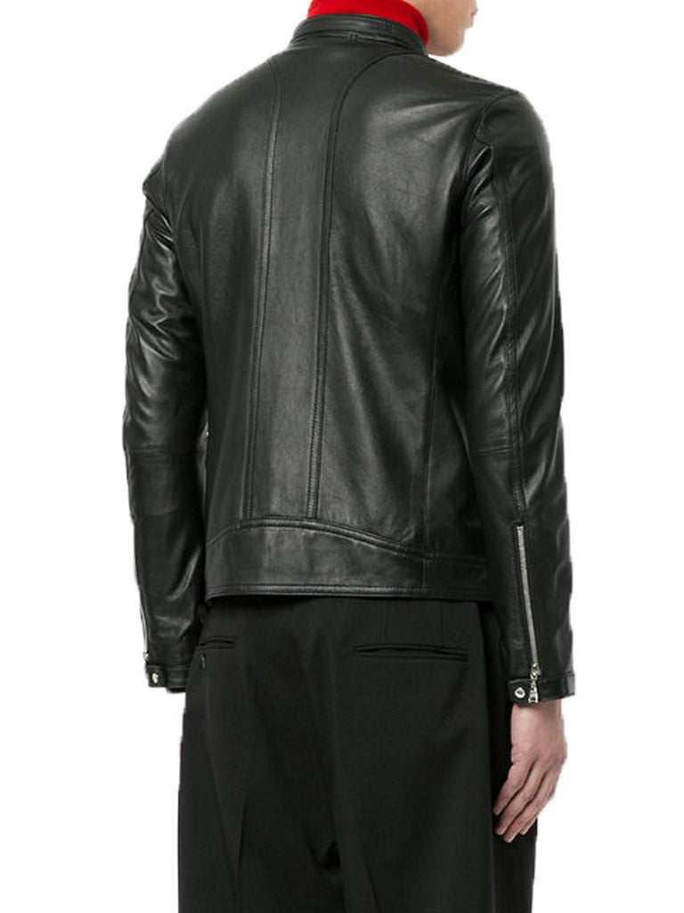 Biker Jacket - Men Real Lambskin Motorcycle Leather Biker Jacket KM356 - Koza Leathers