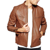 Men Real Lambskin Motorcycle Leather Biker Jacket KM340