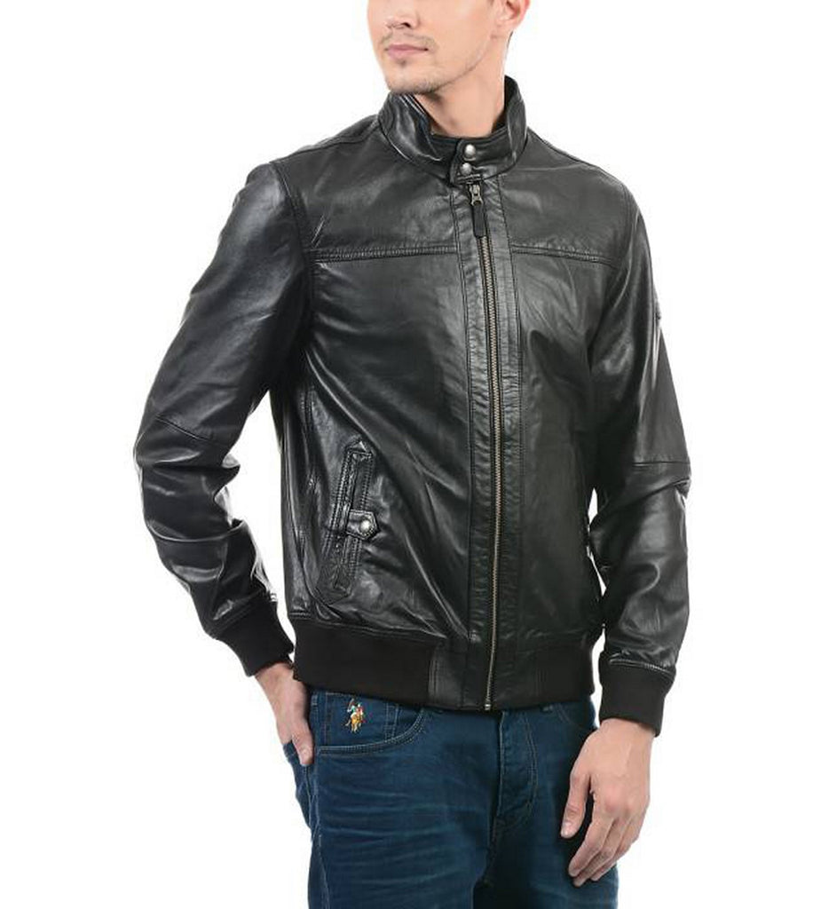 Biker Jacket - Men Real Lambskin Motorcycle Leather Biker Jacket KM417 - Koza Leathers
