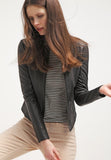 Women Real Lambskin Leather Biker Jacket KW044