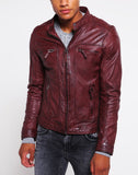 Men Real Lambskin Motorcycle Leather Biker Jacket KM270