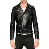Men Real Lambskin Motorcycle Leather Biker Jacket KM342