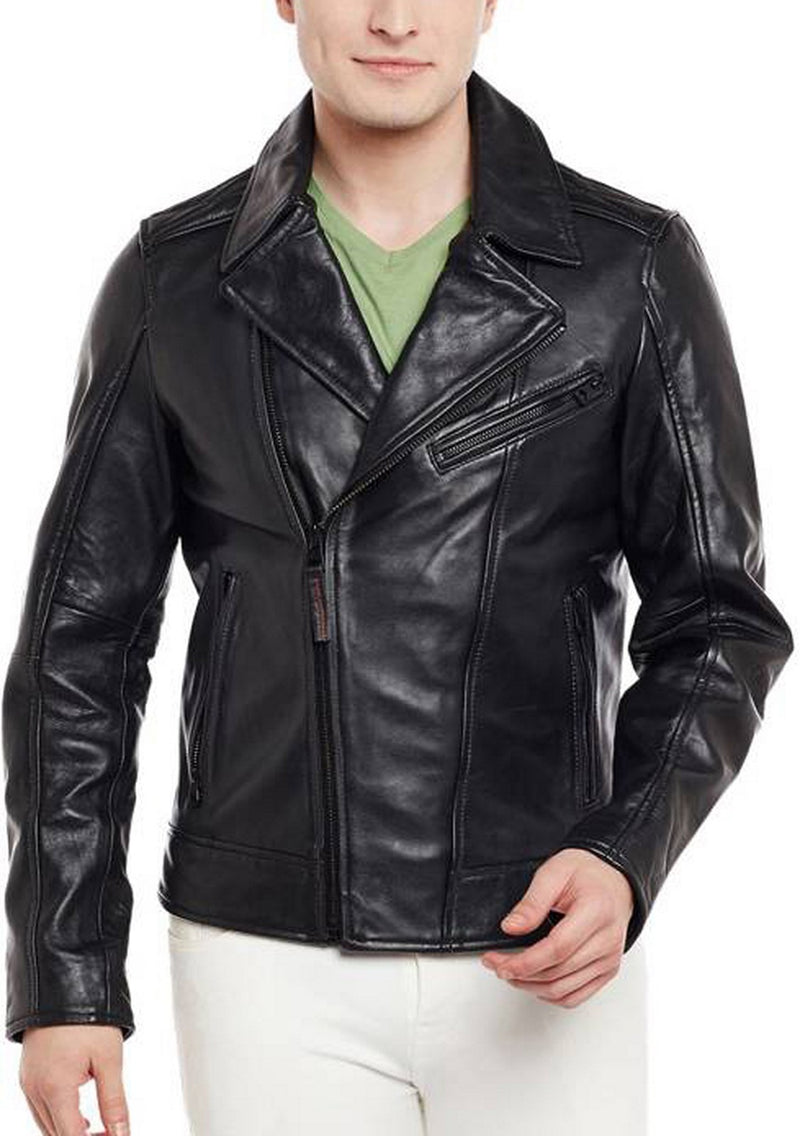 Biker Jacket - Men Real Lambskin Motorcycle Leather Biker Jacket KM419 - Koza Leathers