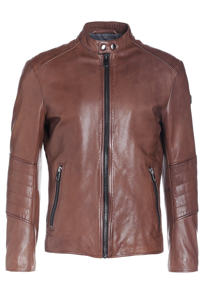 Biker Jacket - Men Real Lambskin Motorcycle Leather Biker Jacket KM271 - Koza Leathers