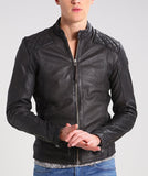 Men Real Lambskin Motorcycle Leather Biker Jacket KM272