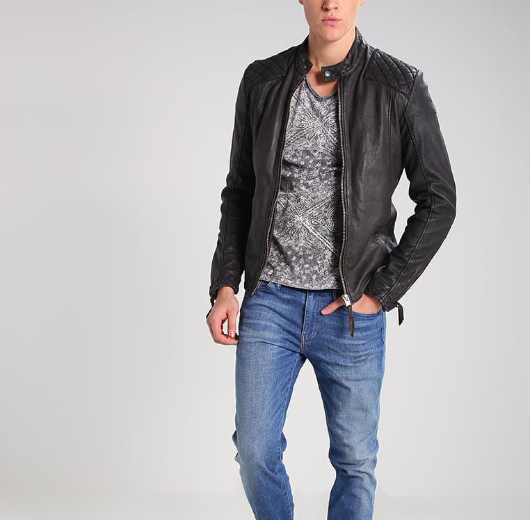 Biker Jacket - Men Real Lambskin Motorcycle Leather Biker Jacket KM272 - Koza Leathers