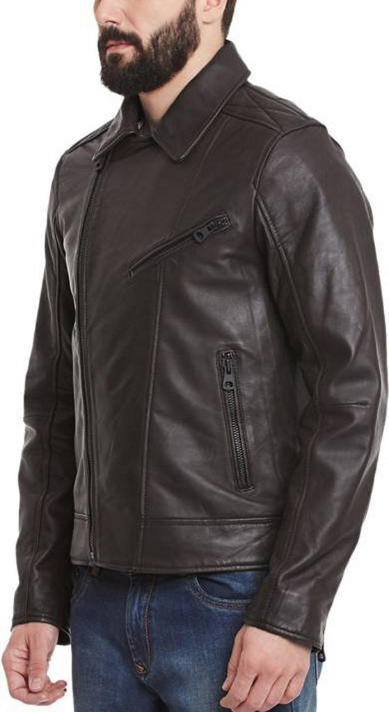 Biker Jacket - Men Real Lambskin Motorcycle Leather Biker Jacket KM420 - Koza Leathers