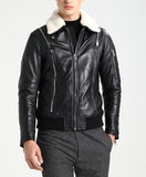 Men Real Lambskin Motorcycle Leather Biker Jacket KM273
