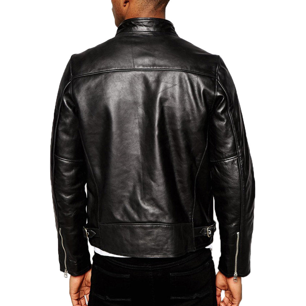 Biker Jacket - Men Real Lambskin Motorcycle Leather Biker Jacket KM344 - Koza Leathers