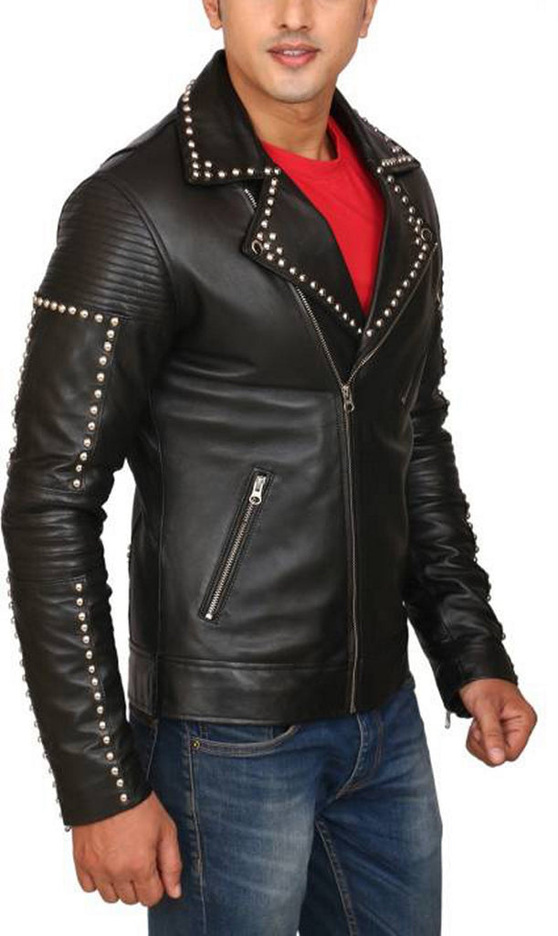 Biker Jacket - Men Real Lambskin Motorcycle Leather Biker Jacket KM422 - Koza Leathers