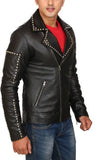 Biker Jacket - Men Real Lambskin Motorcycle Leather Biker Jacket KM422 - Koza Leathers