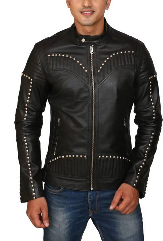 Biker Jacket - Men Real Lambskin Motorcycle Leather Biker Jacket KM423 - Koza Leathers