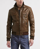 Men Real Lambskin Motorcycle Leather Biker Jacket KM275
