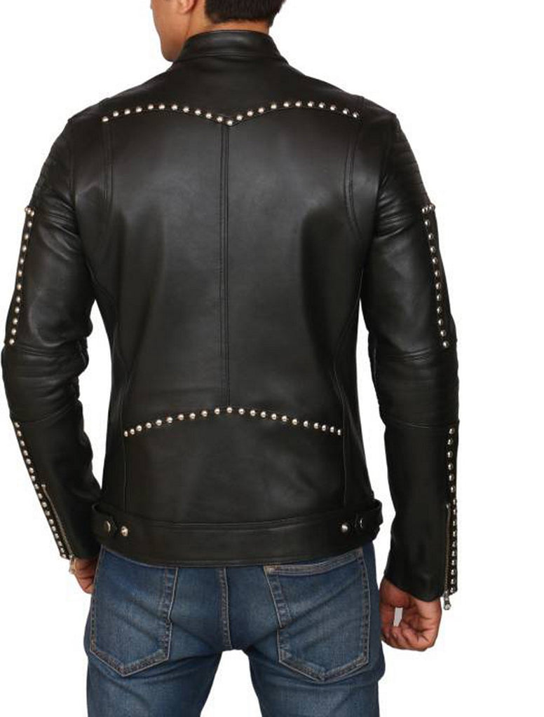 Biker Jacket - Men Real Lambskin Motorcycle Leather Biker Jacket KM423 - Koza Leathers