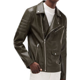 Men Real Lambskin Motorcycle Leather Biker Jacket KM345