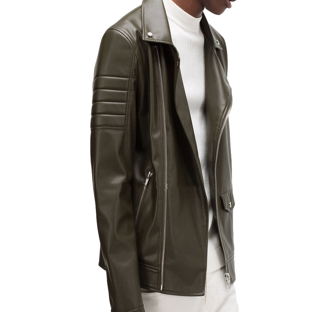 Biker Jacket - Men Real Lambskin Motorcycle Leather Biker Jacket KM345 - Koza Leathers