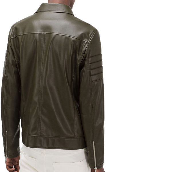 Men Real Lambskin Motorcycle Leather Biker Jacket KM345 - Koza