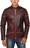 Men Real Lambskin Motorcycle Leather Biker Jacket KM425