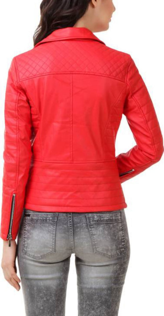 Biker / Motorcycle Jacket - Women Real Lambskin Leather Biker Jacket KW411 - Koza Leathers