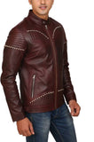 Biker Jacket - Men Real Lambskin Motorcycle Leather Biker Jacket KM425 - Koza Leathers