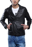 Men Real Lambskin Motorcycle Leather Biker Jacket KM381