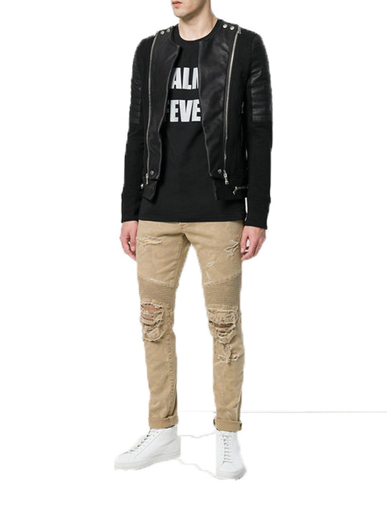 Biker Jacket - Men Real Lambskin Motorcycle Leather Biker Jacket KM357 - Koza Leathers