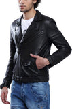 Biker Jacket - Men Real Lambskin Motorcycle Leather Biker Jacket KM381 - Koza Leathers