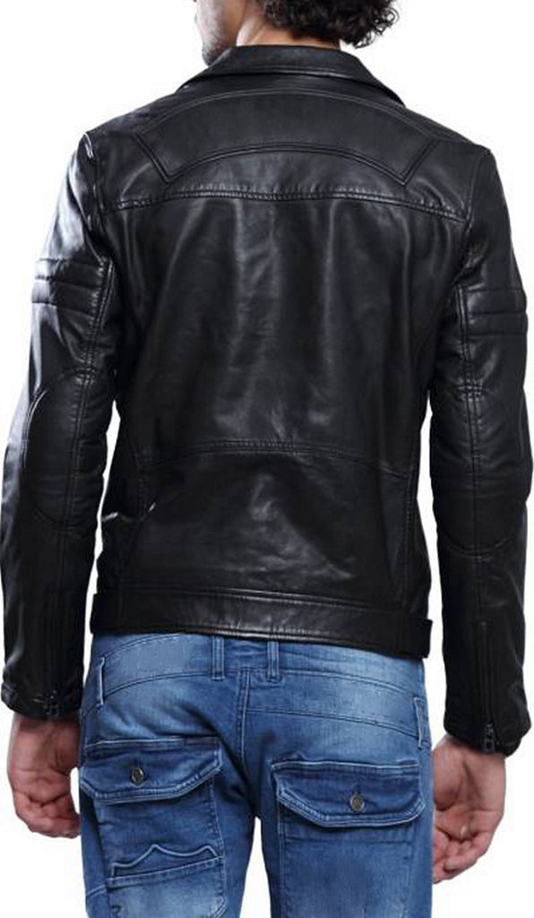 Biker Jacket - Men Real Lambskin Motorcycle Leather Biker Jacket KM381 - Koza Leathers