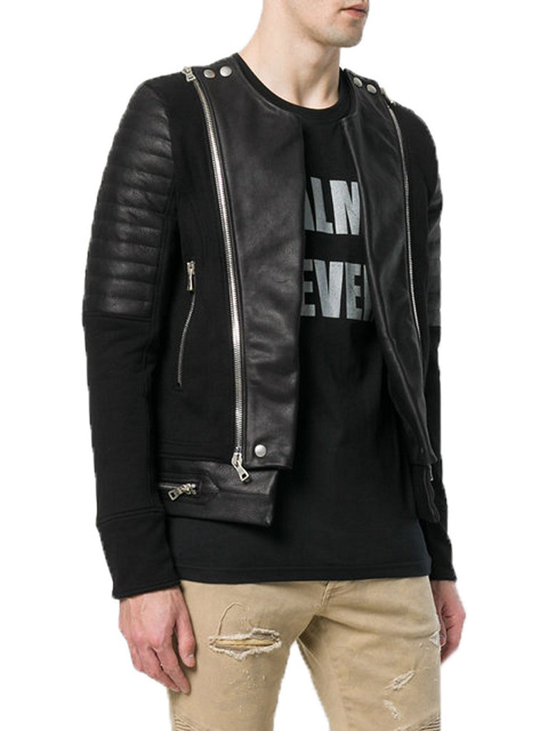 Biker Jacket - Men Real Lambskin Motorcycle Leather Biker Jacket KM357 - Koza Leathers