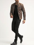 Biker Jacket - Men Real Lambskin Motorcycle Leather Biker Jacket KM232 - Koza Leathers