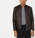 Men Real Lambskin Motorcycle Leather Biker Jacket KM648
