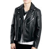 Men Real Lambskin Motorcycle Leather Biker Jacket KM347