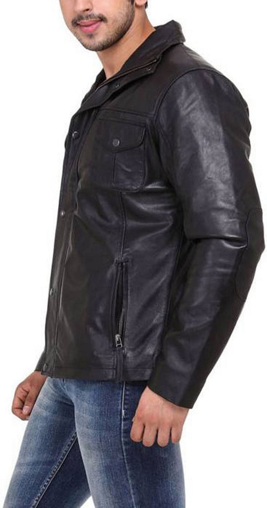 Biker Jacket - Men Real Lambskin Motorcycle Leather Biker Jacket KM426 - Koza Leathers