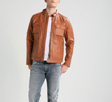 Biker Jacket - Men Real Lambskin Motorcycle Leather Biker Jacket KM278 - Koza Leathers
