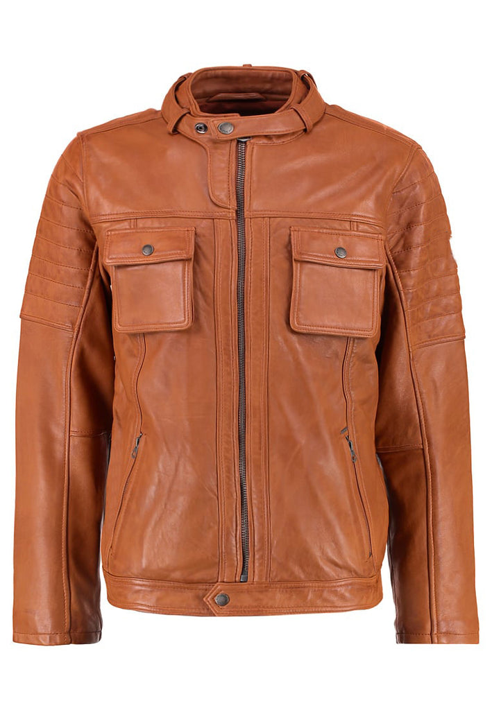 Biker Jacket - Men Real Lambskin Motorcycle Leather Biker Jacket KM278 - Koza Leathers